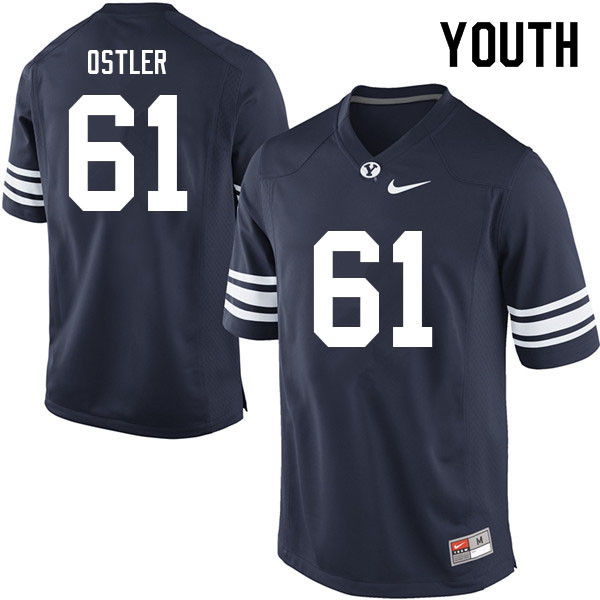 Youth #61 Trevin Ostler BYU Cougars College Football Jerseys Sale-Navy